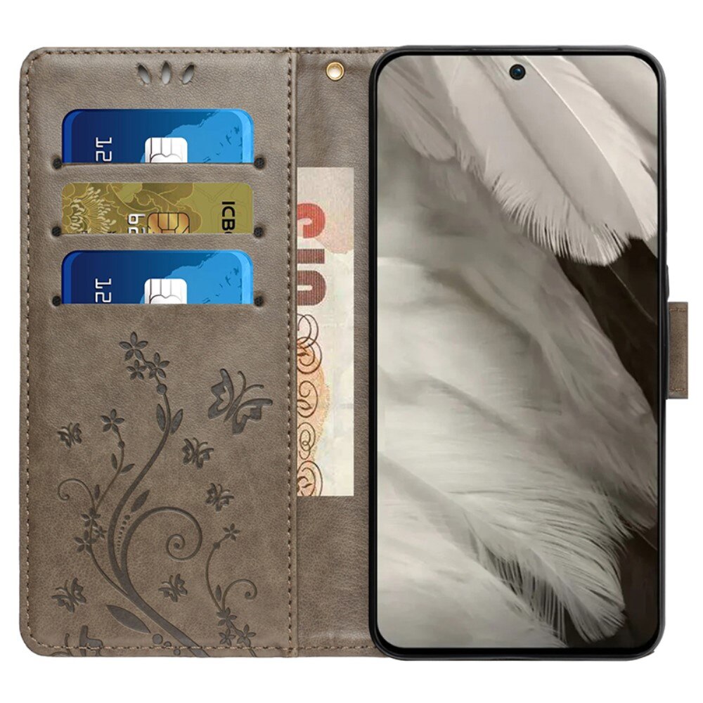 Google Pixel 8 Leren vlinderhoesje Grijs