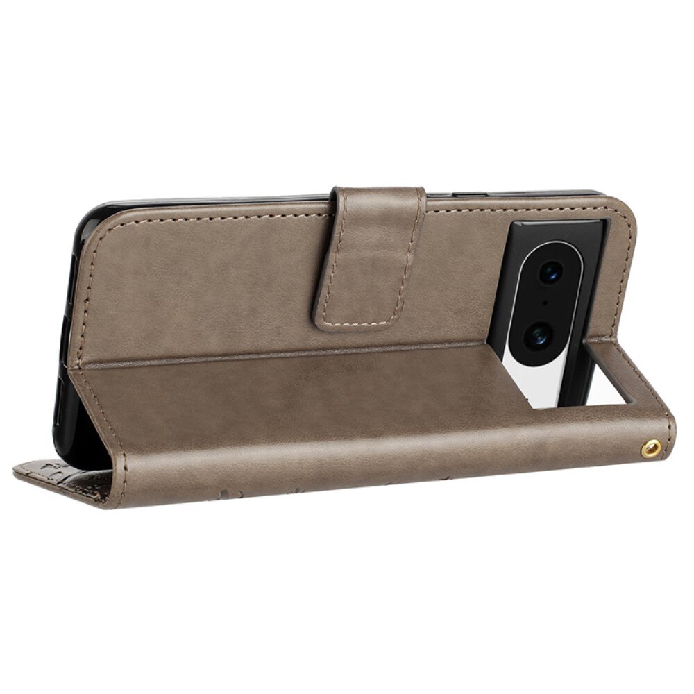 Google Pixel 8 Leren vlinderhoesje Grijs