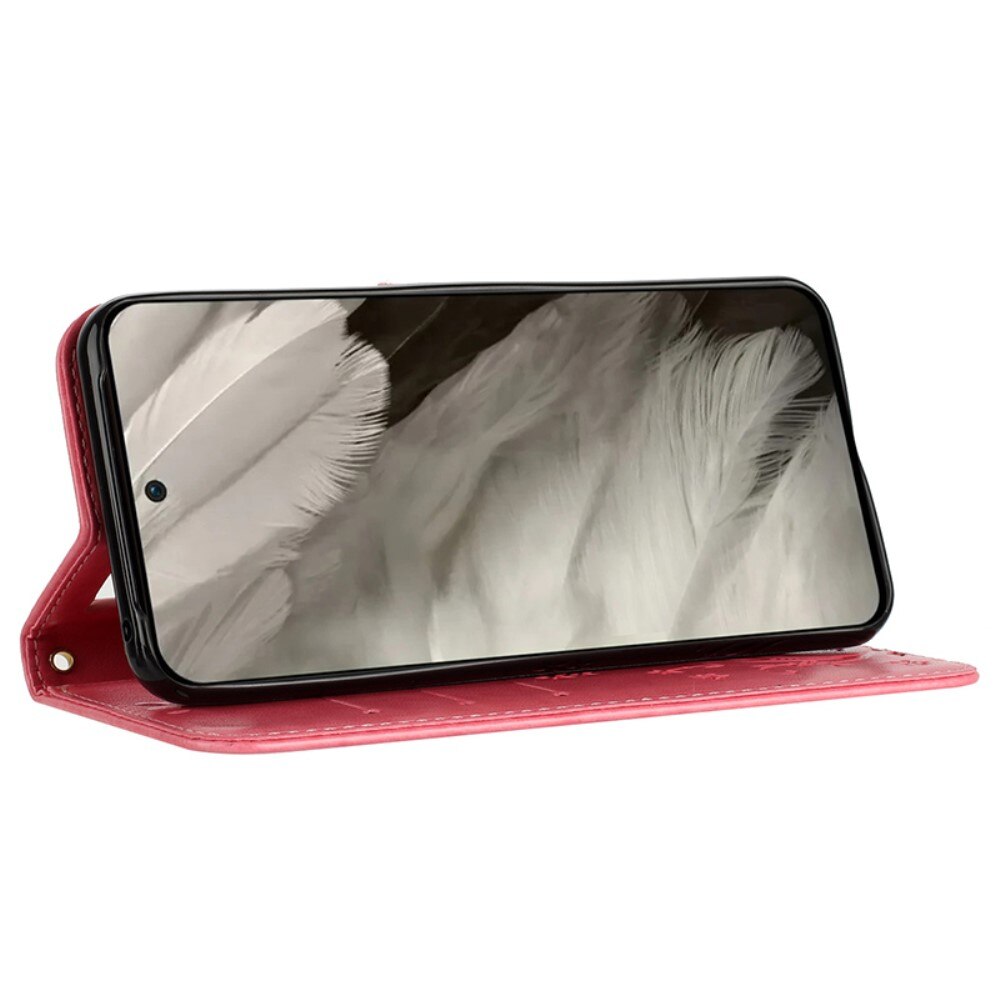 Google Pixel 8 Leren vlinderhoesje Roze