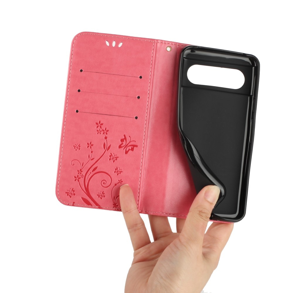 Google Pixel 8 Leren vlinderhoesje Roze