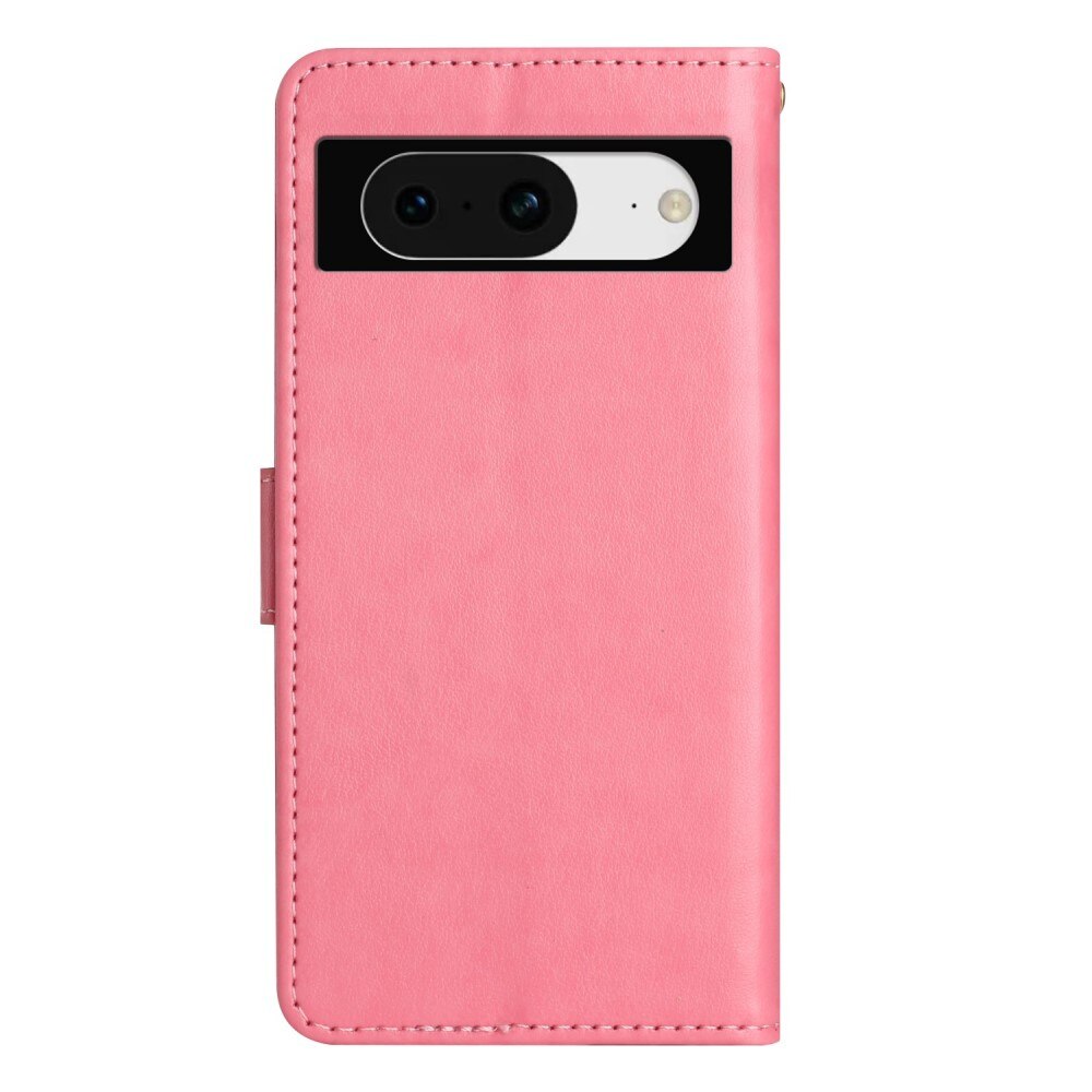 Google Pixel 8 Leren vlinderhoesje Roze