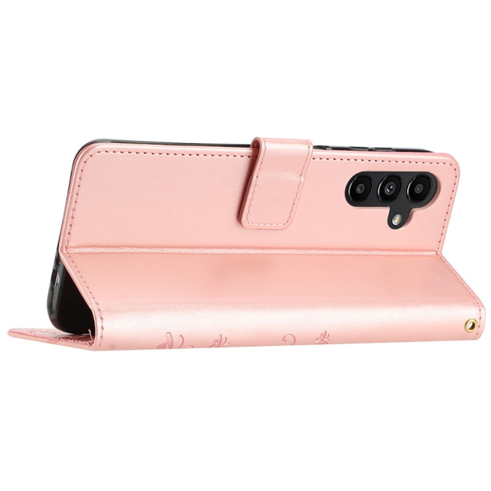 Samsung Galaxy A15 Leren vlinderhoesje roze goud