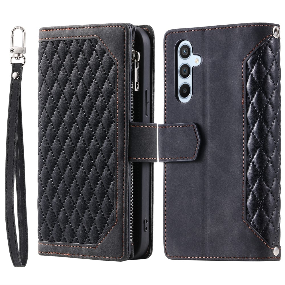 Samsung Galaxy S24 Portemonnee tas Quilted zwart