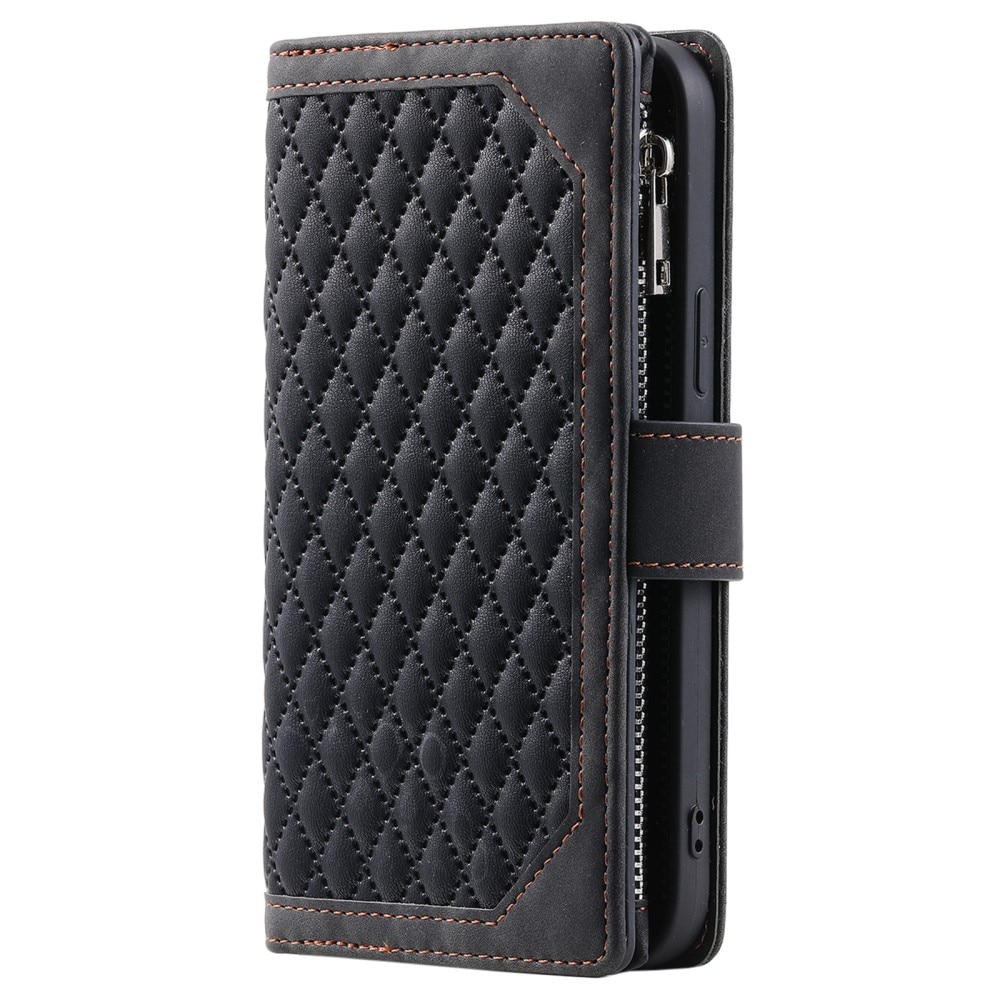 Samsung Galaxy S24 Portemonnee tas Quilted zwart