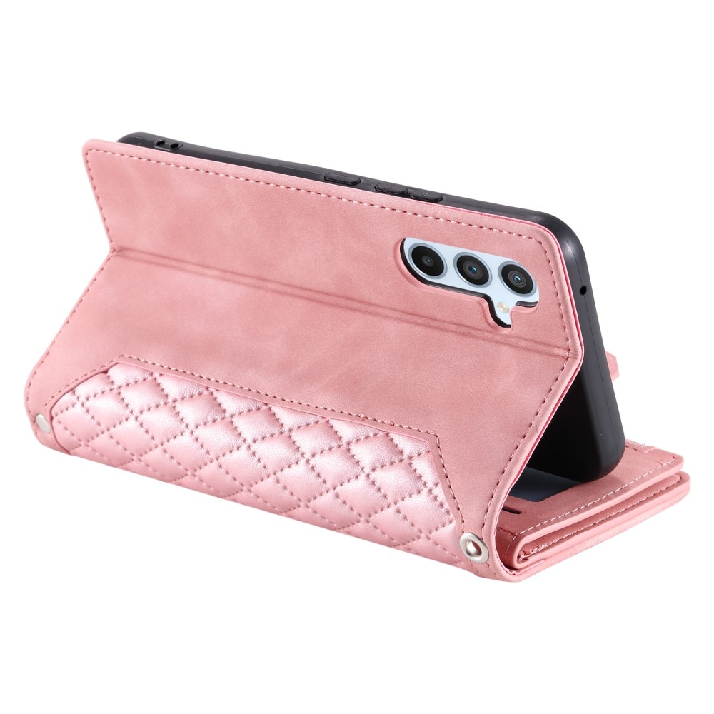 Samsung Galaxy S24 Plus Portemonnee tas Quilted roze