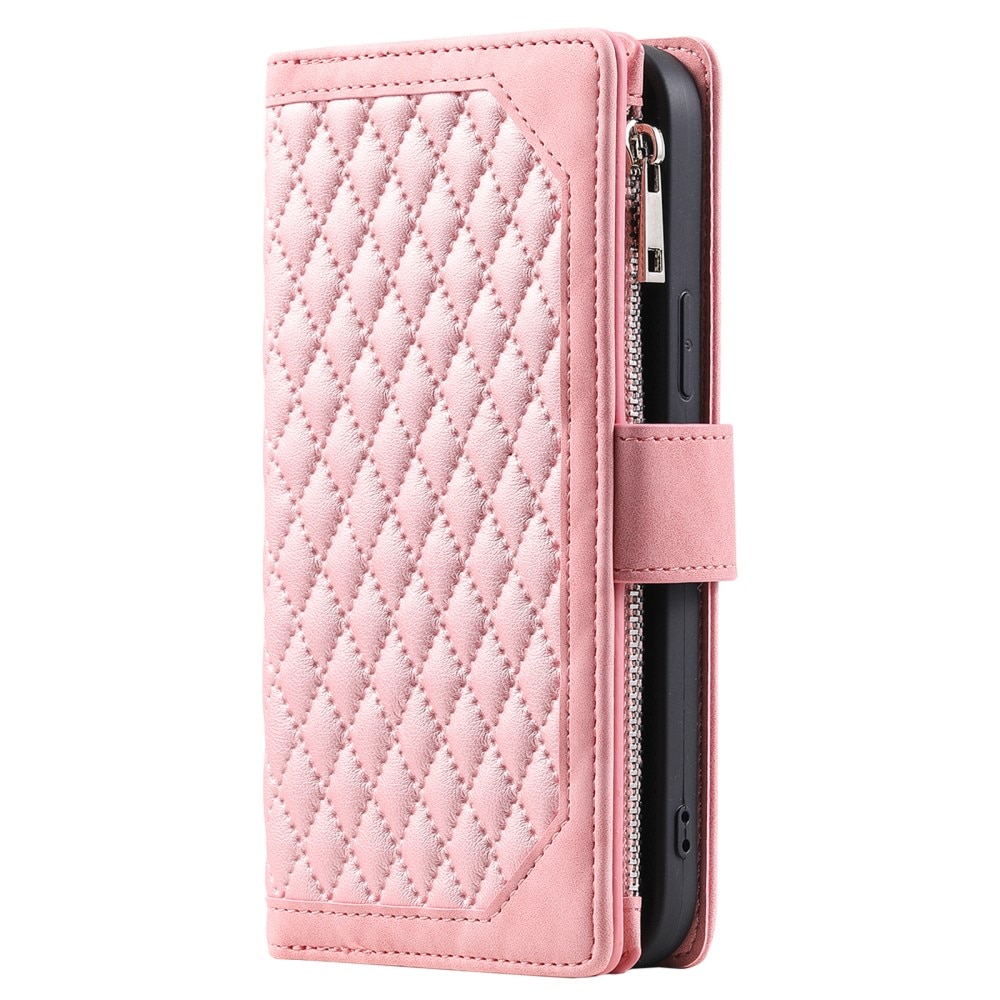 Samsung Galaxy S24 Plus Portemonnee tas Quilted roze