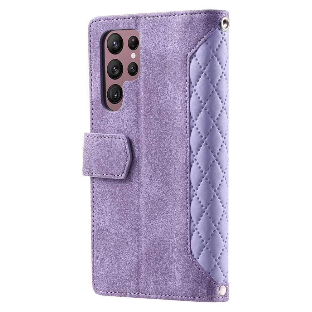 Samsung Galaxy S24 Ultra Portemonnee tas Quilted paars