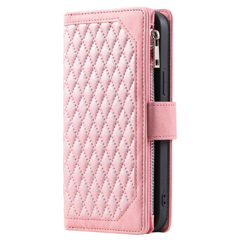 Samsung Galaxy S24 Ultra Portemonnee tas Quilted roze