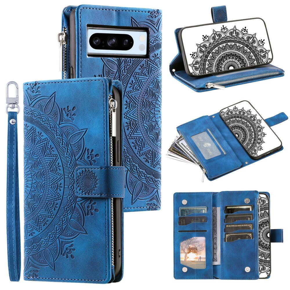 Google Pixel 8 Pro Portemonnee tas Mandala, blauw