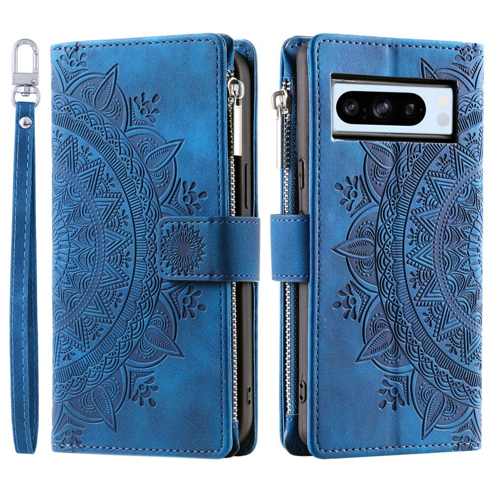 Google Pixel 8 Pro Portemonnee tas Mandala, blauw
