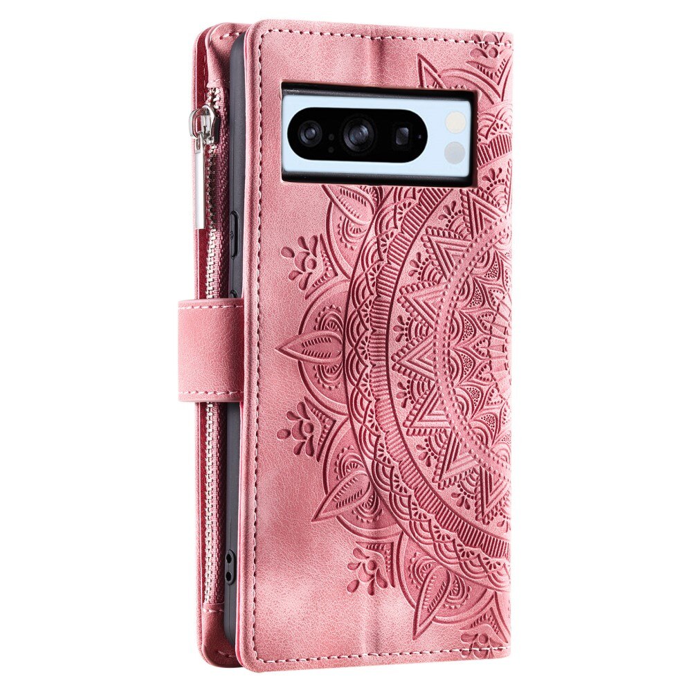 Google Pixel 8 Pro Portemonnee tas Mandala, roze