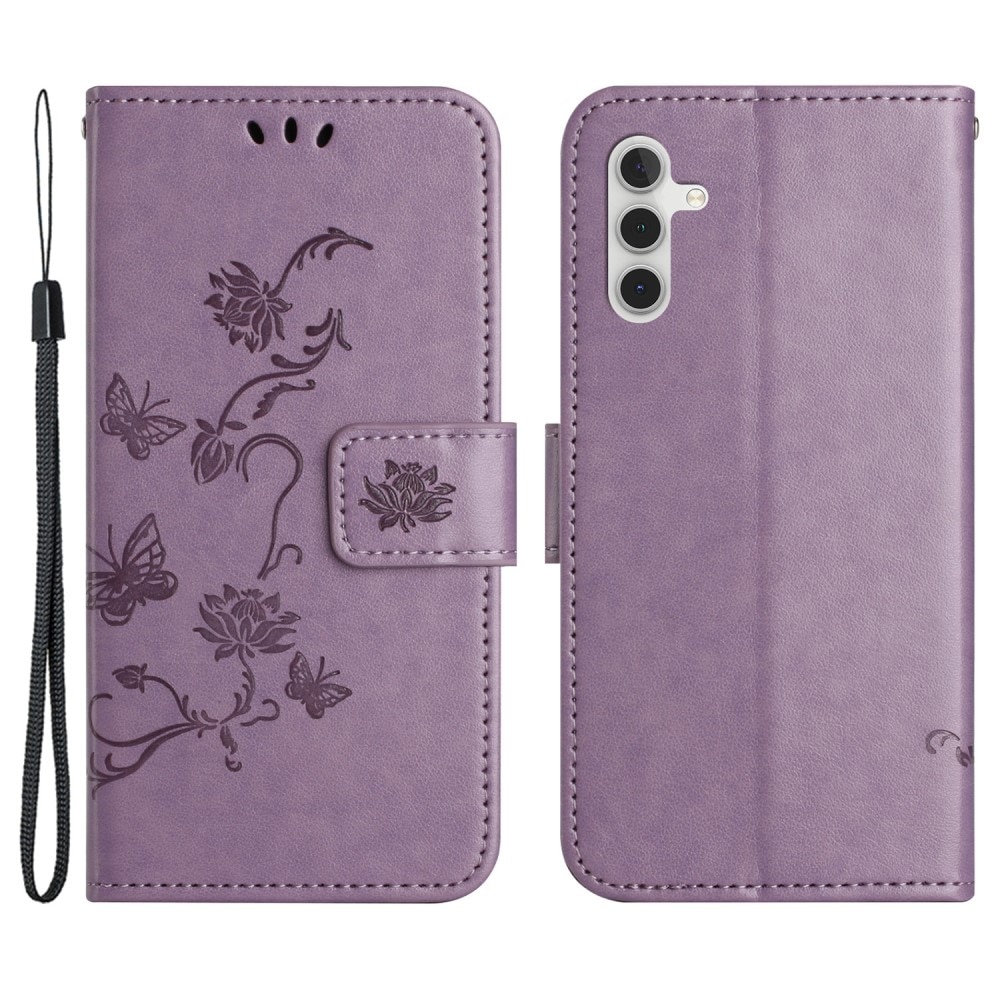 Samsung Galaxy S24 Leren vlinderhoesje paars