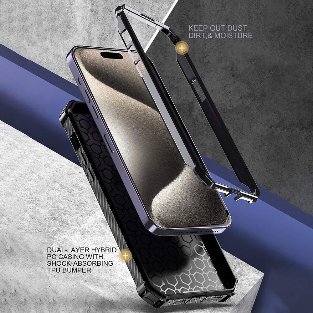 iPhone 15 Plus Hybridcase Tech MagSafe Ring zwart