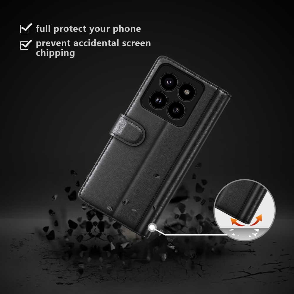 Xiaomi 14 Pro Echt lederen hoesje zwart