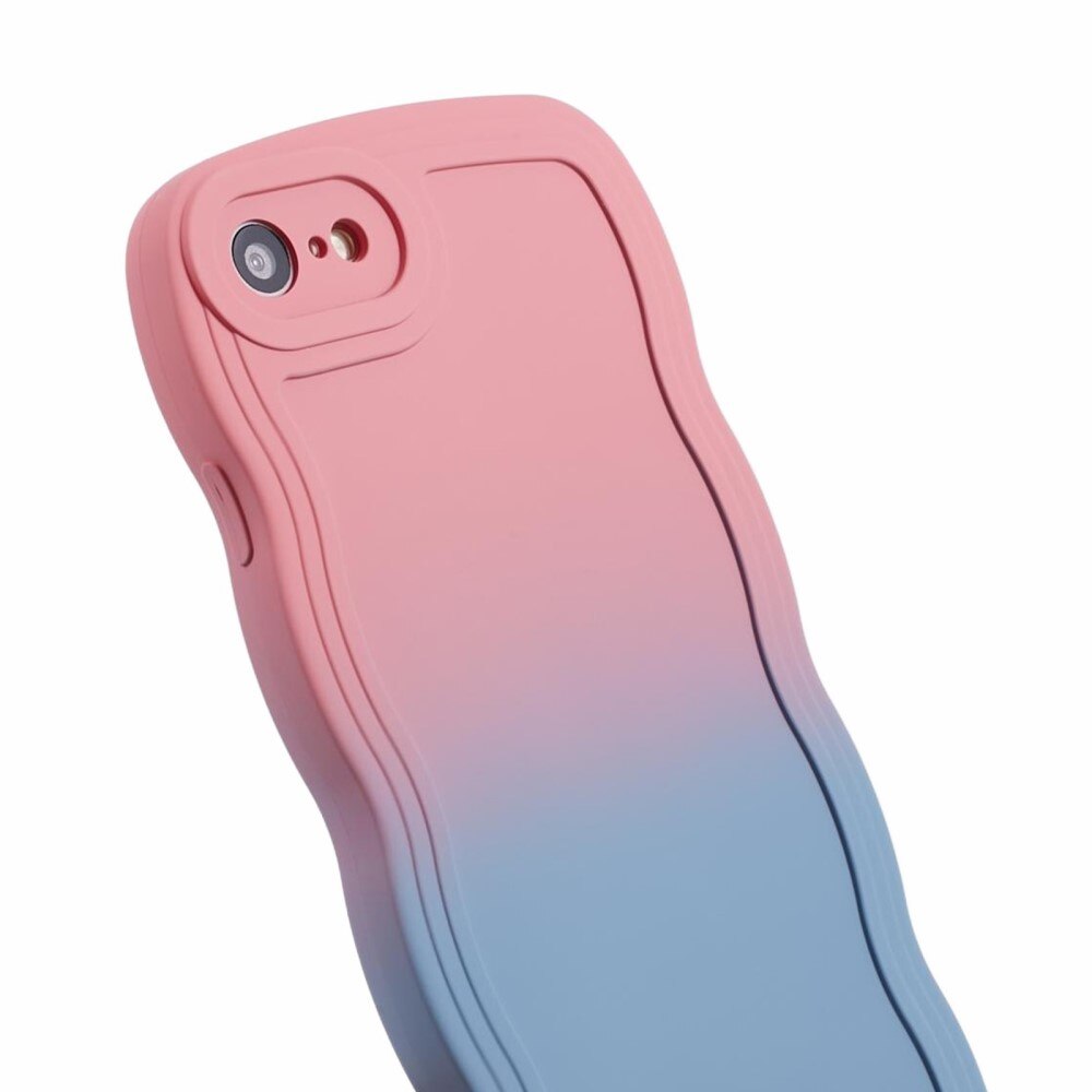 iPhone SE (2022) Wavy Edge Hoesje roze/blauwe ombre