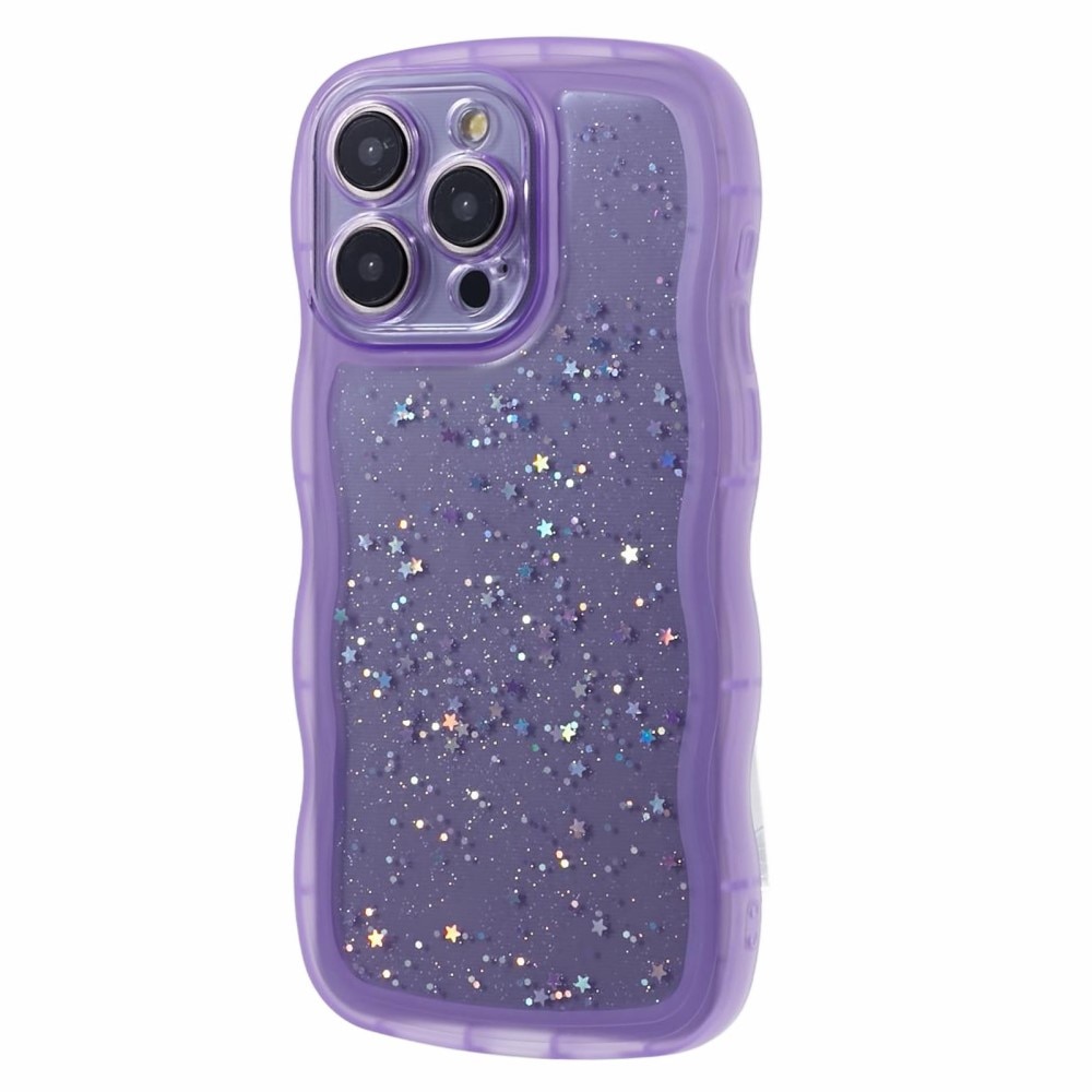 iPhone 15 Pro Max Wavy Edge Glitter Hoesje paars