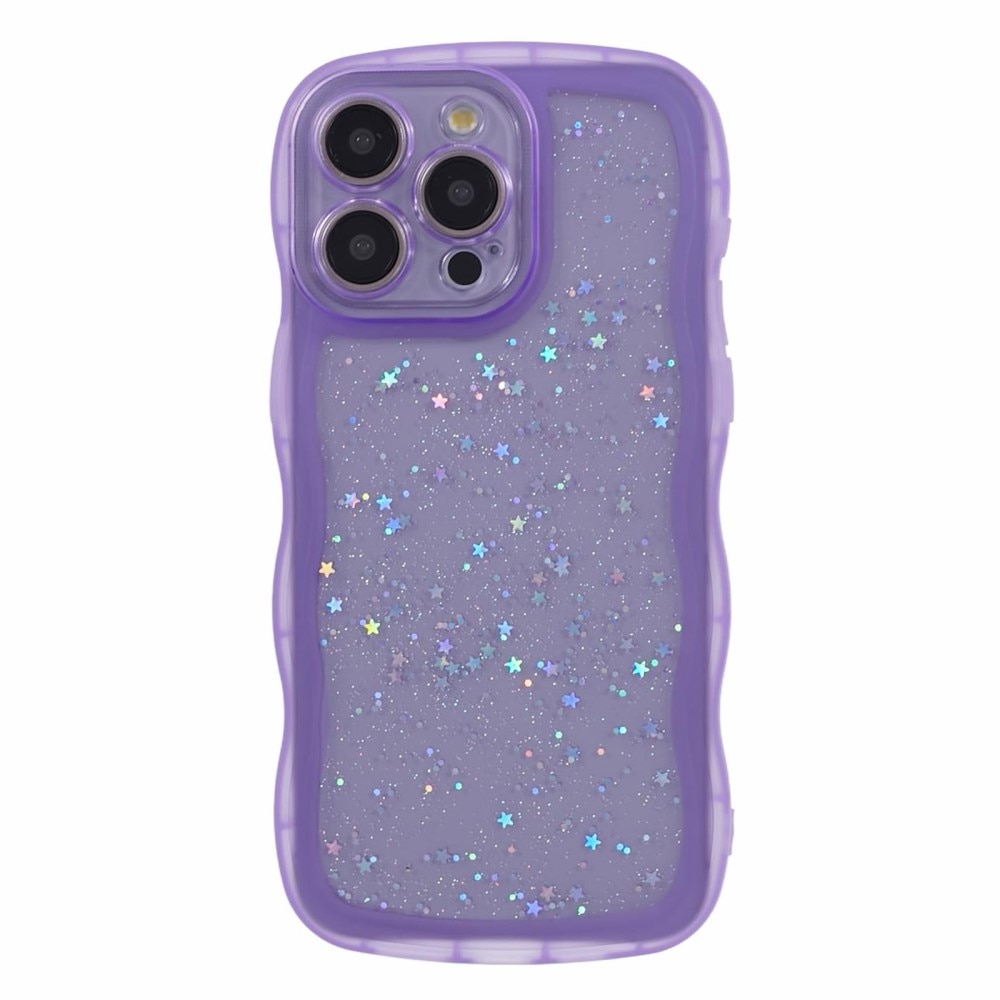 iPhone 15 Pro Max Wavy Edge Glitter Hoesje paars