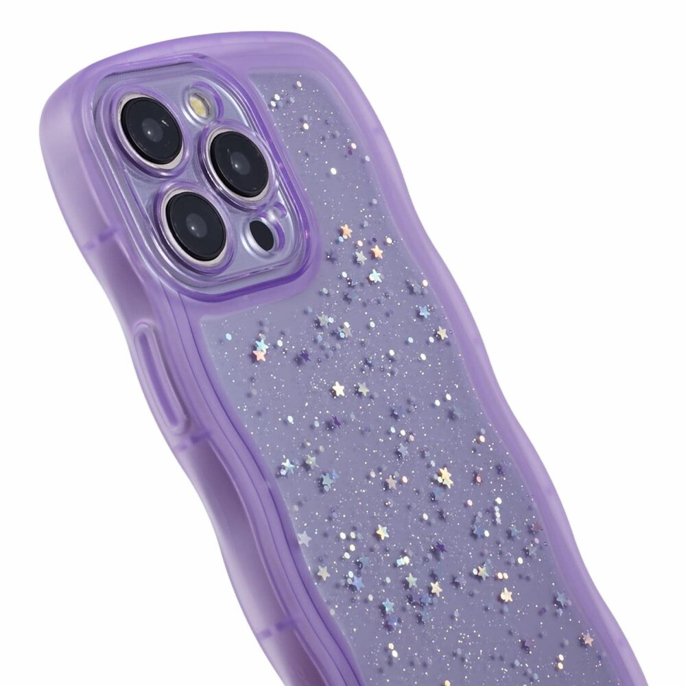 iPhone 15 Pro Max Wavy Edge Glitter Hoesje paars