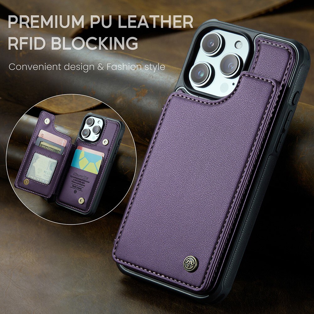 RFID blocking Portemonnee hoesje iPhone 15 Pro paars