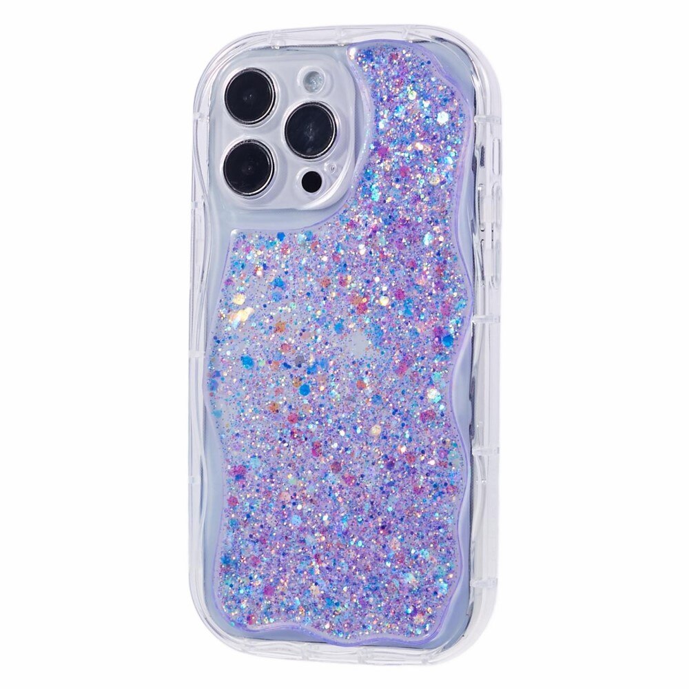 iPhone 12 Pro Wavy Glitter Hoesje paars