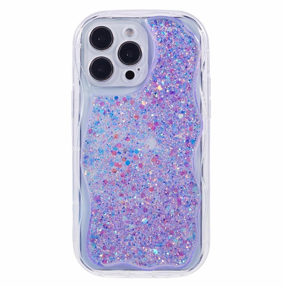 iPhone 12 Pro Wavy Glitter Hoesje paars