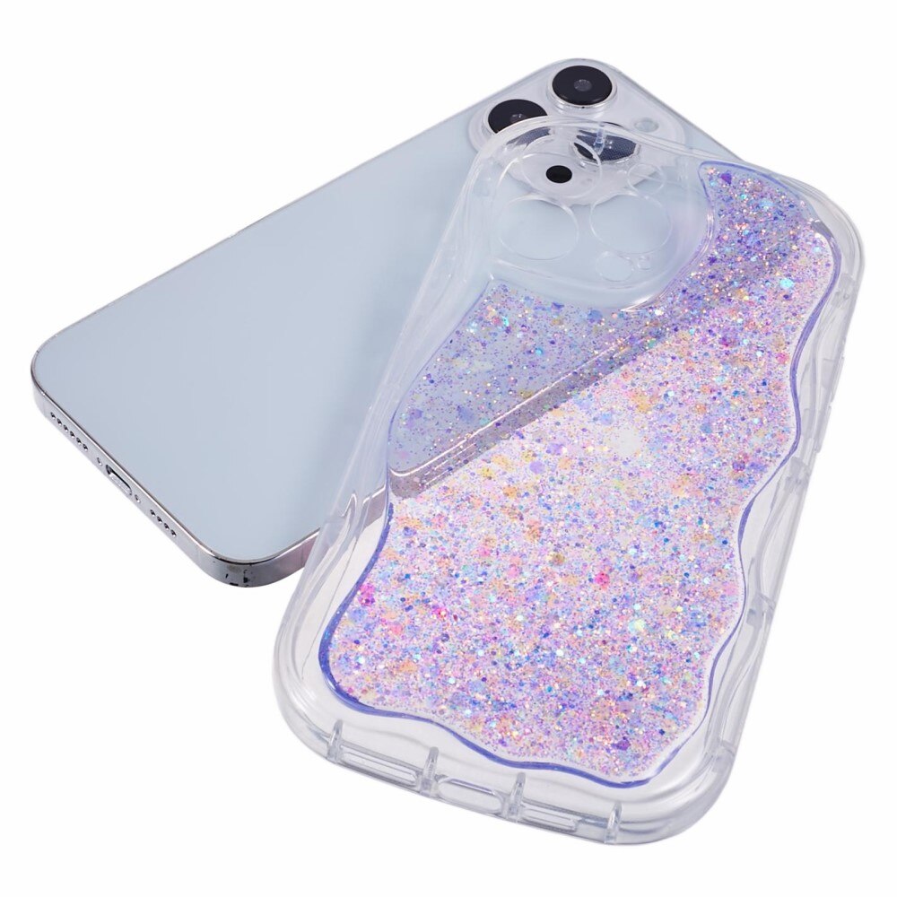 iPhone 12 Pro Wavy Glitter Hoesje paars