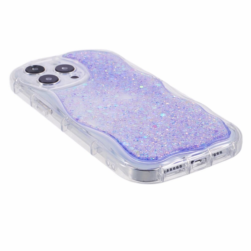 iPhone 12 Pro Wavy Glitter Hoesje paars