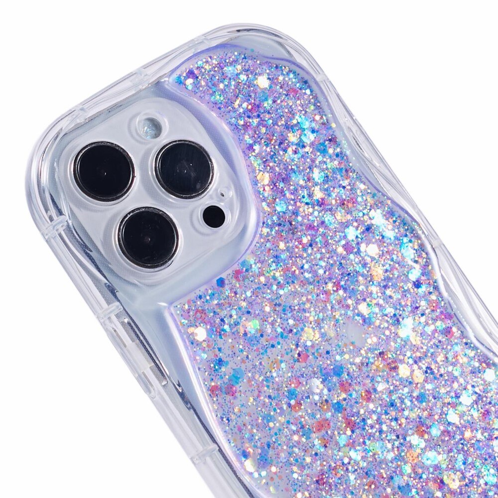 iPhone 12 Pro Wavy Glitter Hoesje paars