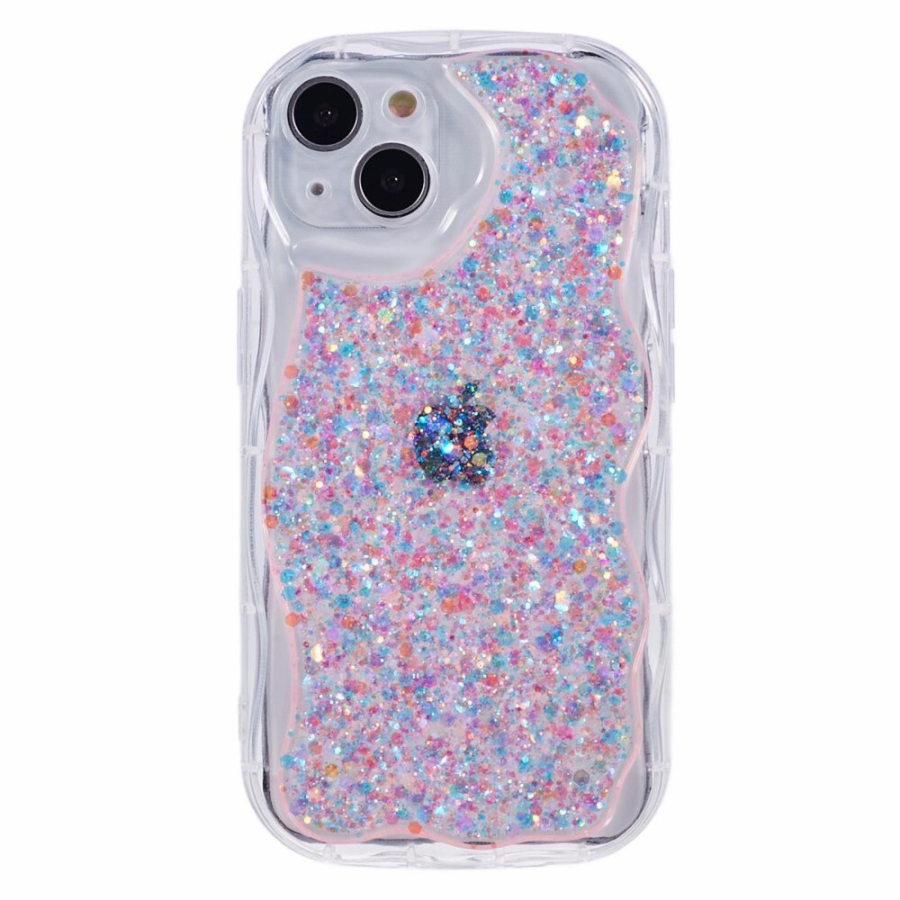 iPhone 15 Wavy Glitter Hoesje roze