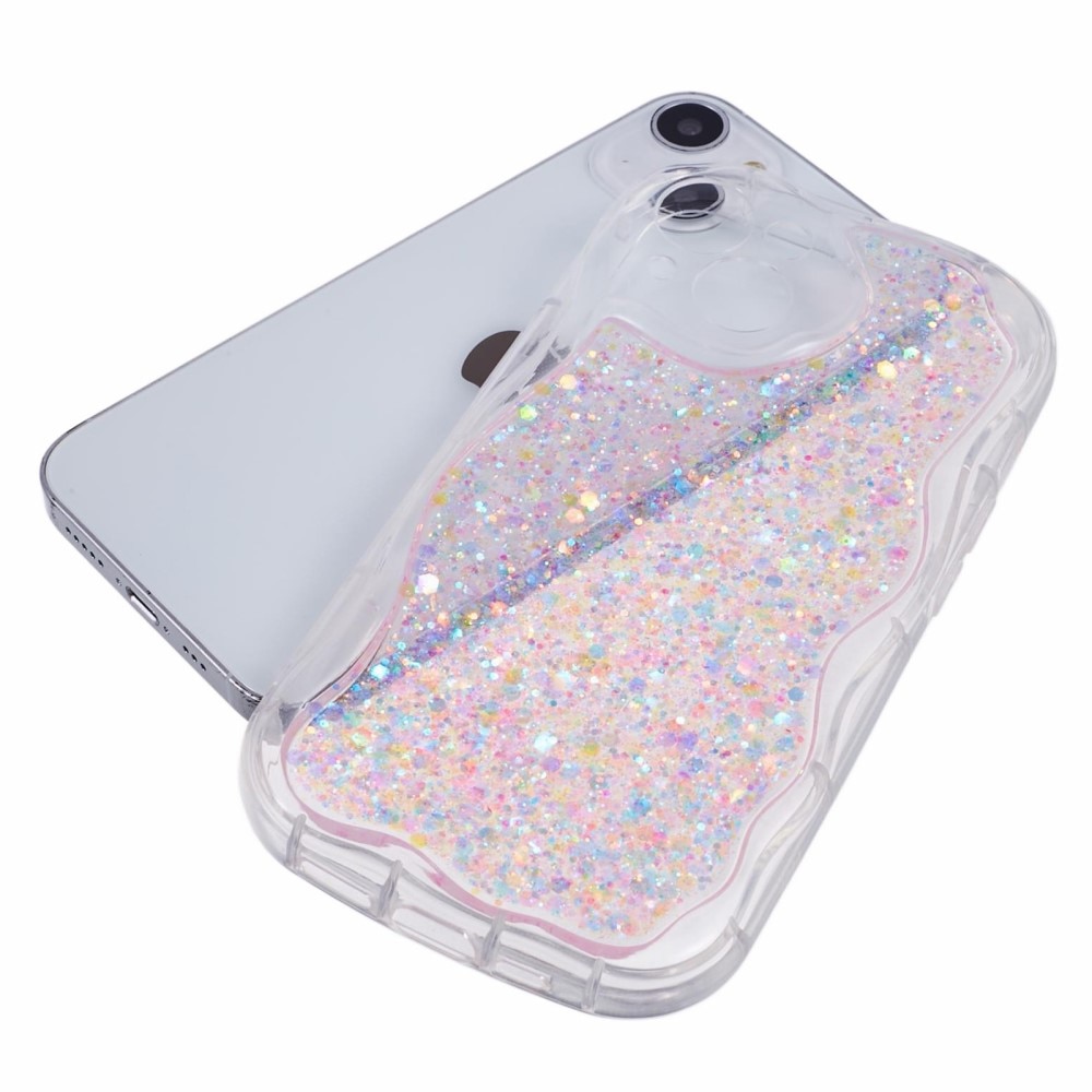 iPhone 15 Wavy Glitter Hoesje roze