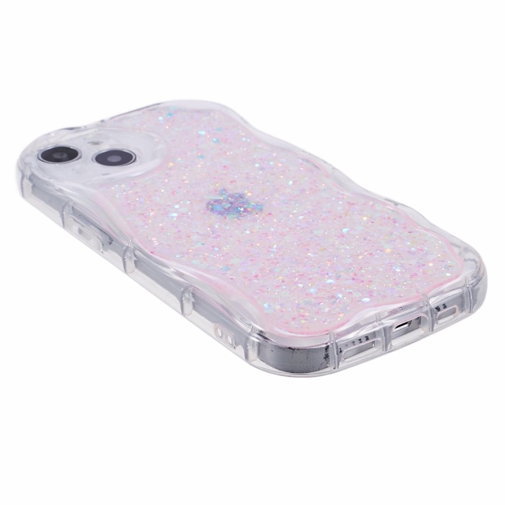 iPhone 15 Wavy Glitter Hoesje roze