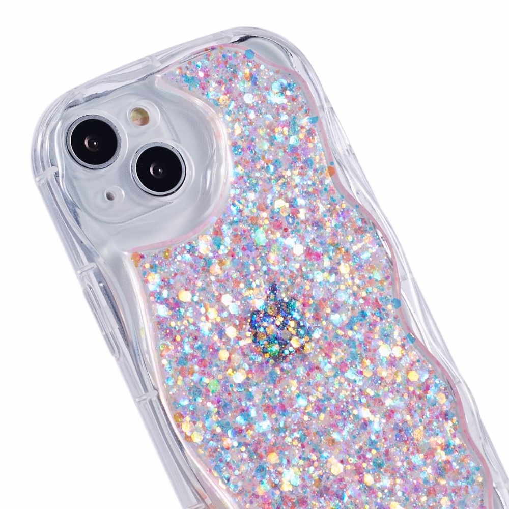 iPhone 15 Wavy Glitter Hoesje roze