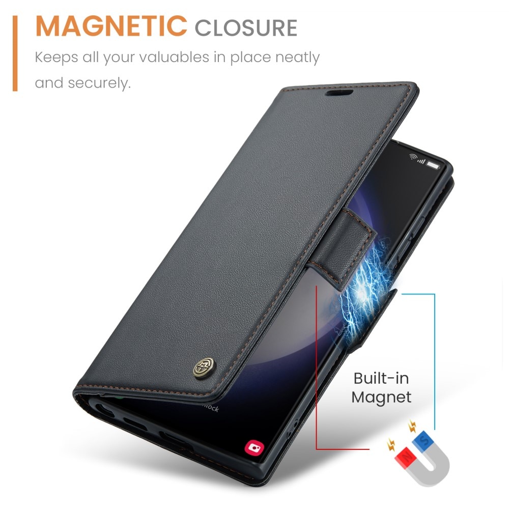 RFID blocking Slim Bookcover hoesje Samsung Galaxy S24 Ultra zwart