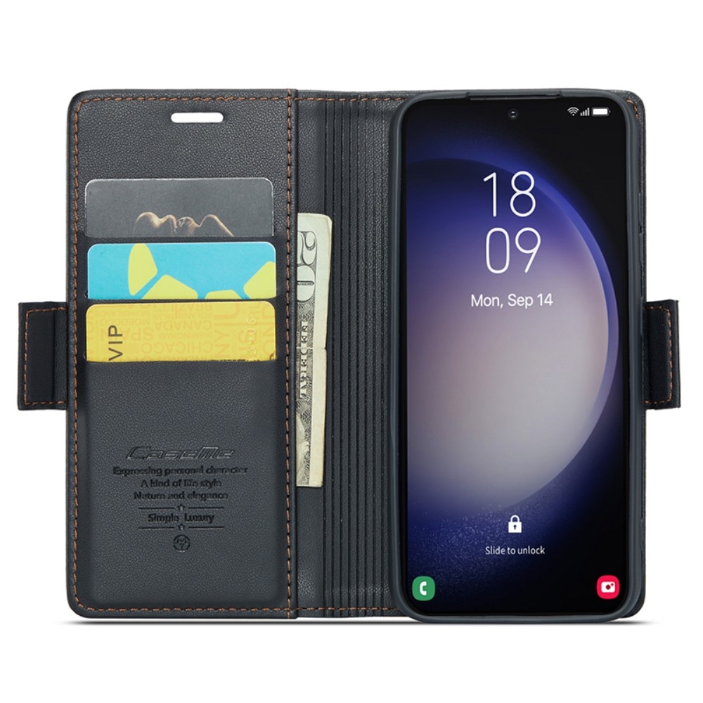 RFID blocking Slim Bookcover hoesje Samsung Galaxy S24 zwart