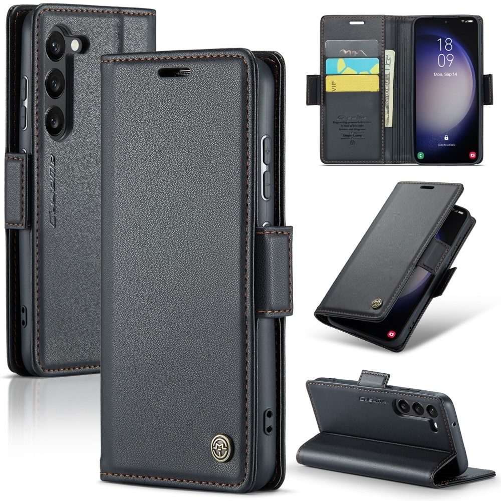 RFID blocking Slim Bookcover Hoesje Samsung Galaxy S24 Plus Zwart