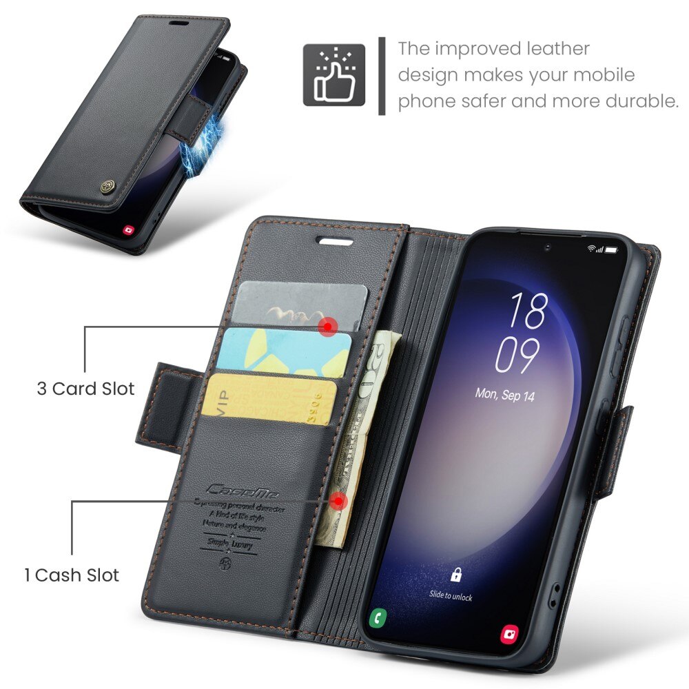 RFID blocking Slim Bookcover hoesje Samsung Galaxy S24 Plus zwart