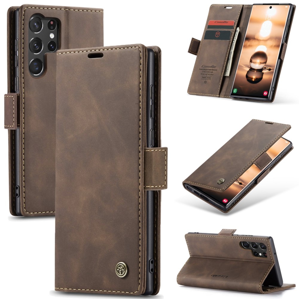 Slim Bookcover Hoesje Samsung Galaxy S24 Ultra Bruin