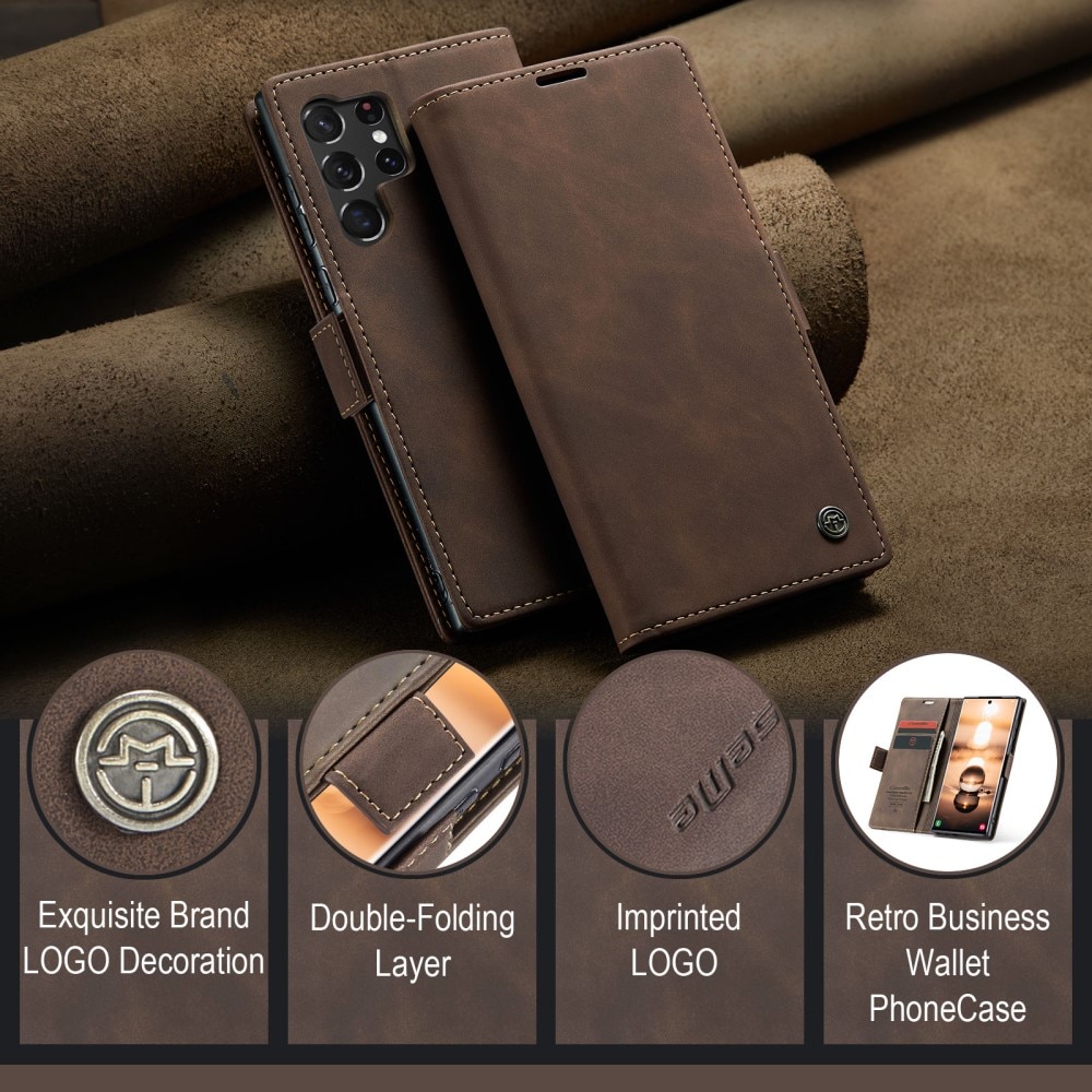 Slim Bookcover Hoesje Samsung Galaxy S24 Ultra Bruin