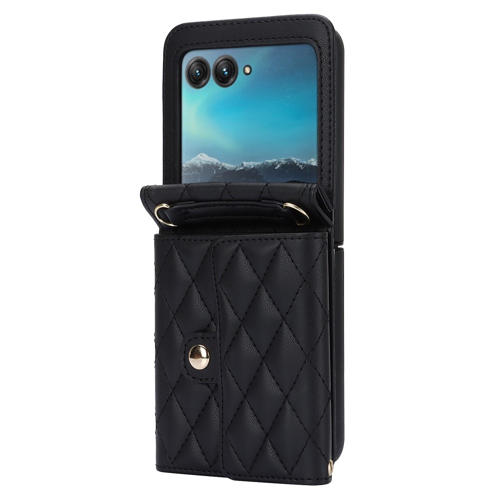 Motorola Razr 40 Ultra RFID blocking Portemonnee tas Quilted zwart