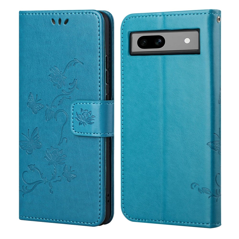 Google Pixel 8a Leren vlinderhoesje blauw