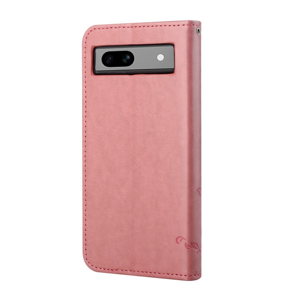 Google Pixel 8a Leren vlinderhoesje roze