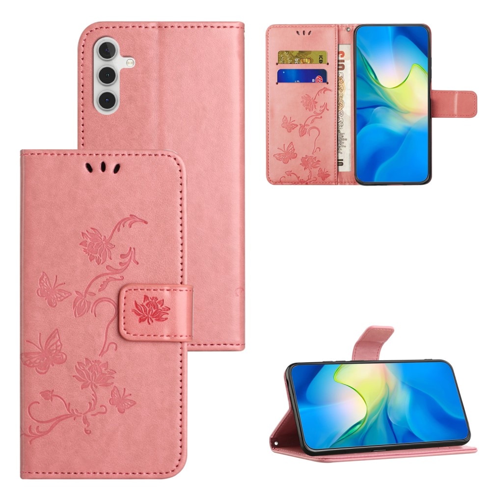 Samsung Galaxy A35 Leren vlinderhoesje roze