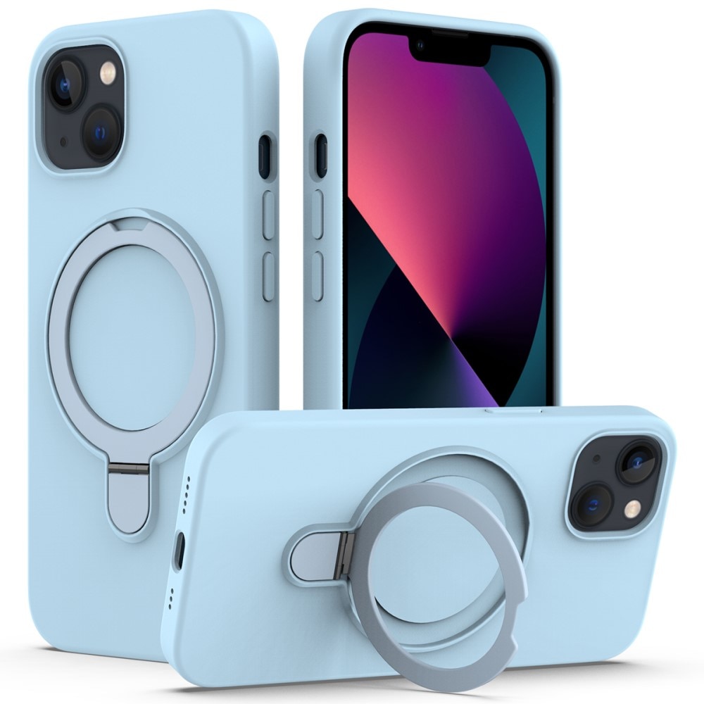 Siliconen hoesje Kickstand MagSafe iPhone 13 blauw