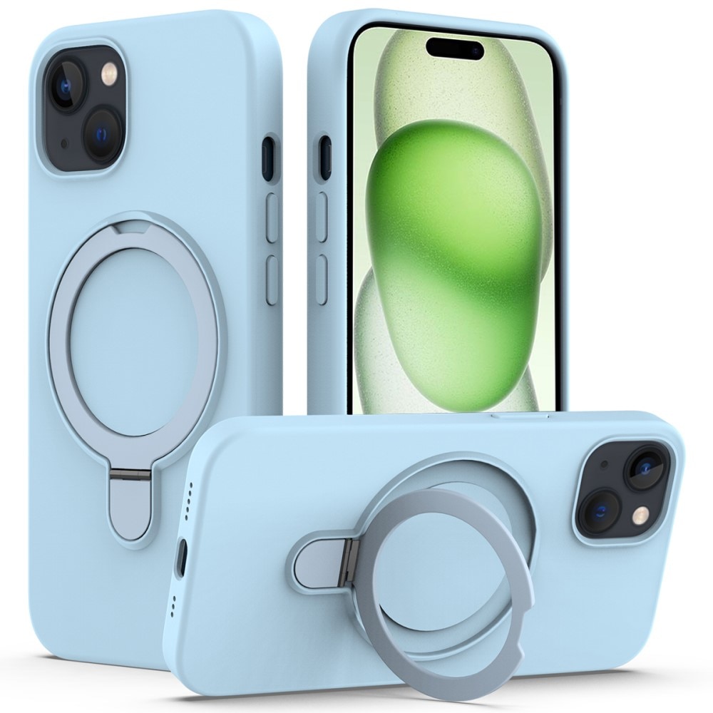 Siliconen hoesje Kickstand MagSafe iPhone 15 blauw