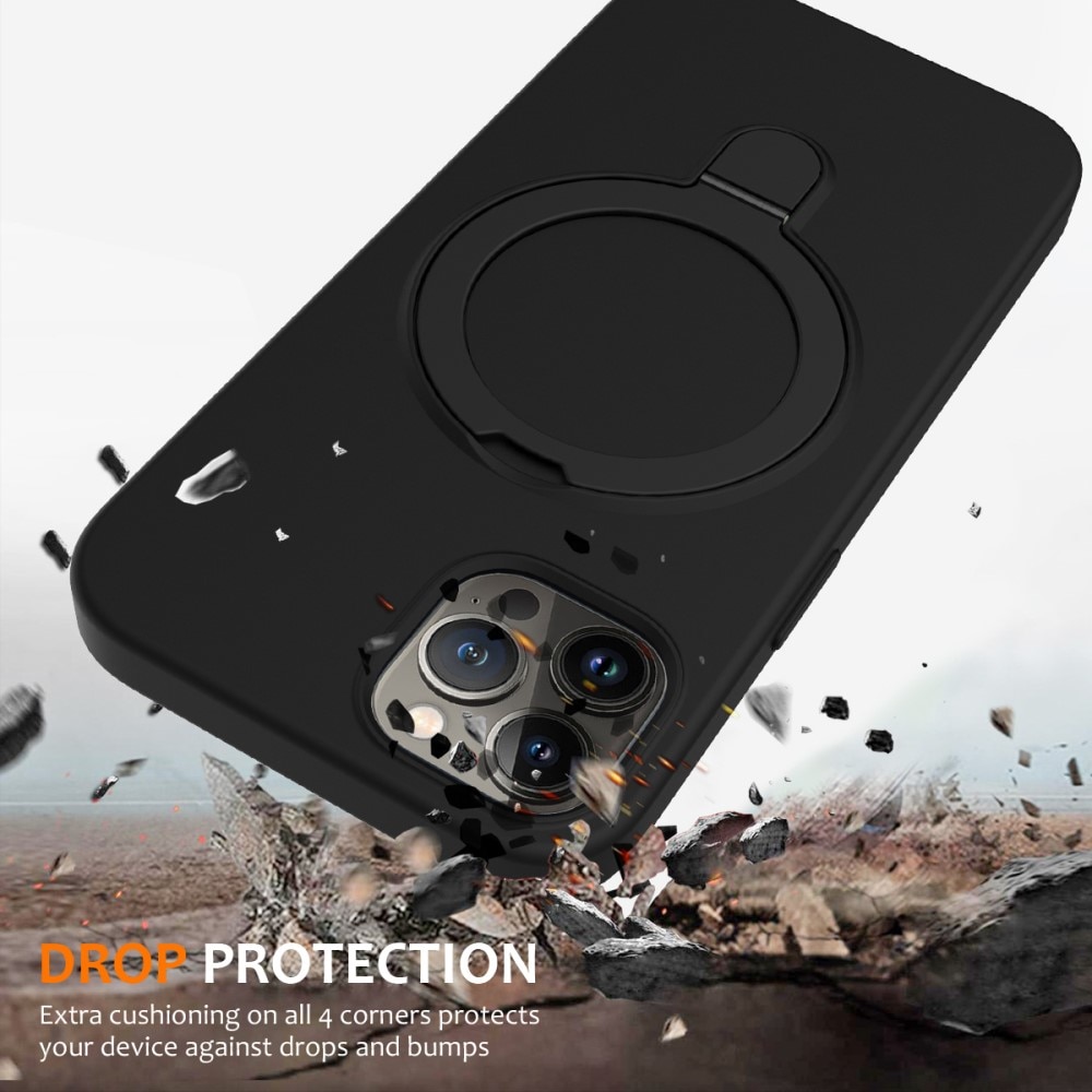 Siliconen hoesje Kickstand MagSafe iPhone 12 Pro zwart