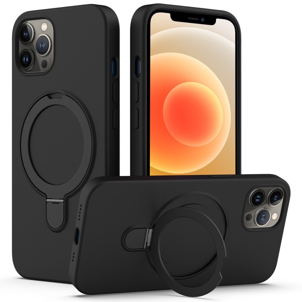 Siliconen hoesje Kickstand MagSafe iPhone 12 Pro Max zwart