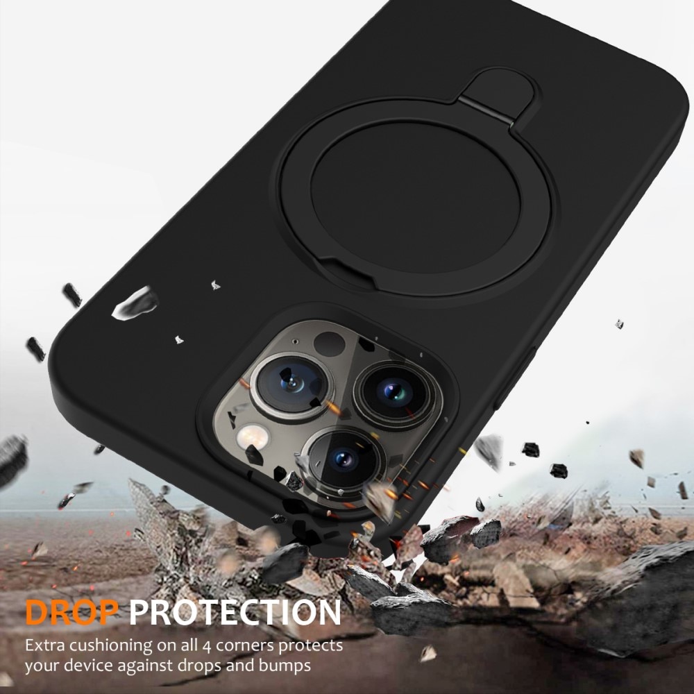 Siliconen hoesje Kickstand MagSafe iPhone 14 Pro Max zwart
