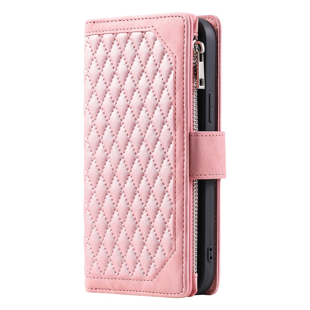 Samsung Galaxy A55 Portemonnee tas Quilted roze