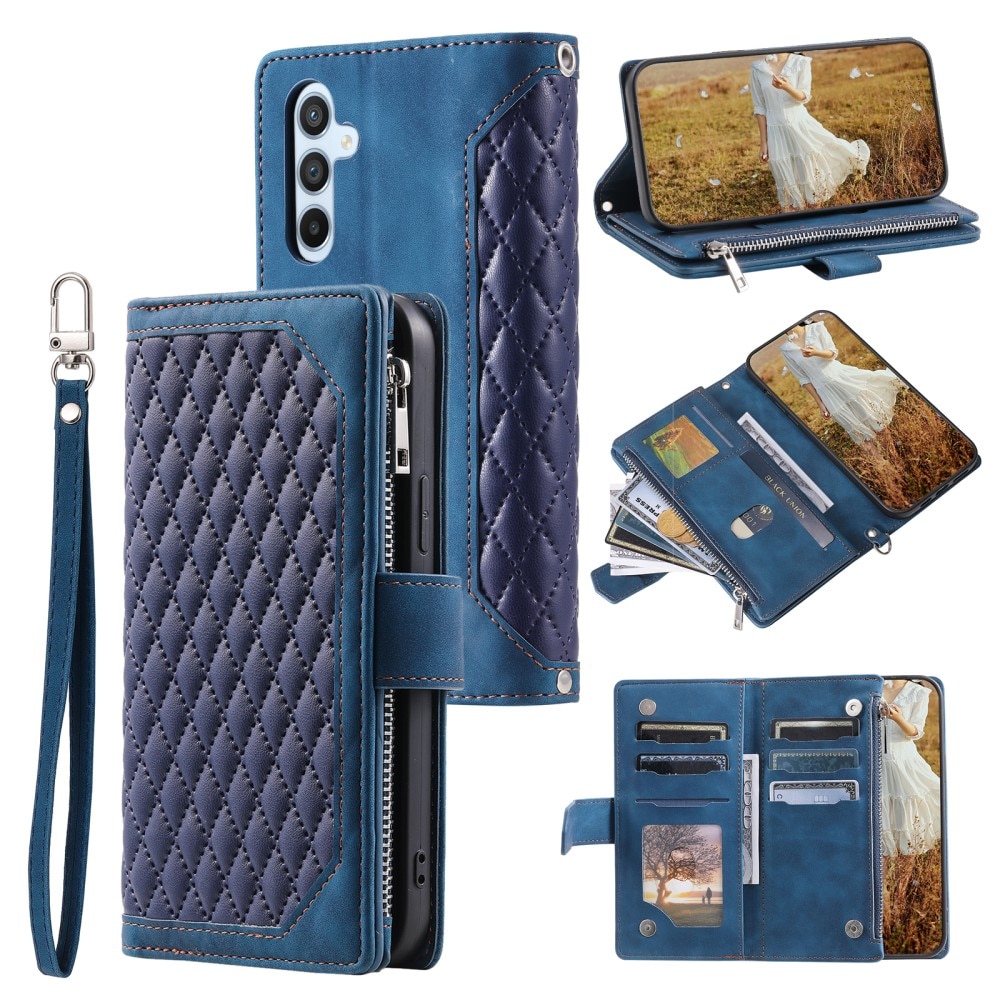 Samsung Galaxy A55 Portemonnee tas Quilted blauw