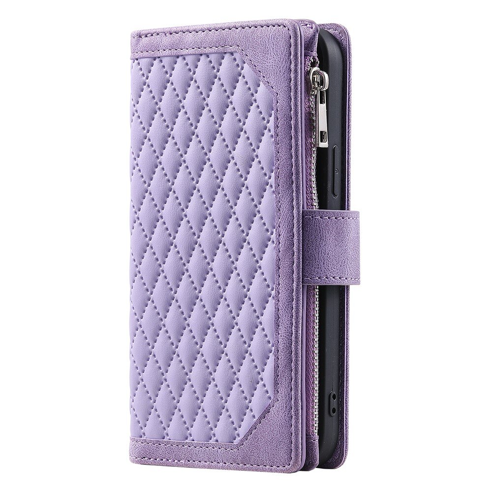 Samsung Galaxy A55 Portemonnee tas Quilted paars